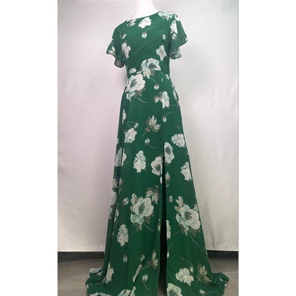 NWOT Lulus Classic Love Green Floral Tie Back Open Back Maxi Dress Size Small - Picture 5 of 13
